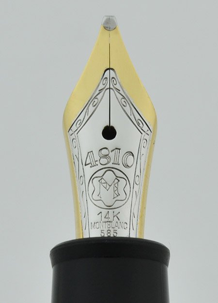 Montblanc Meisterstuck 145 - Black, Gold Trim, 14k Broad Nib (Near